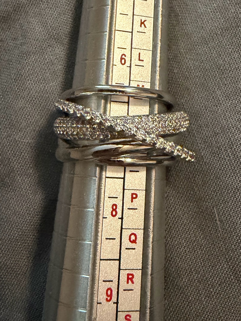 Size 7 Silver Multi-Band Crystal Accent Ring - Women's Jewelry